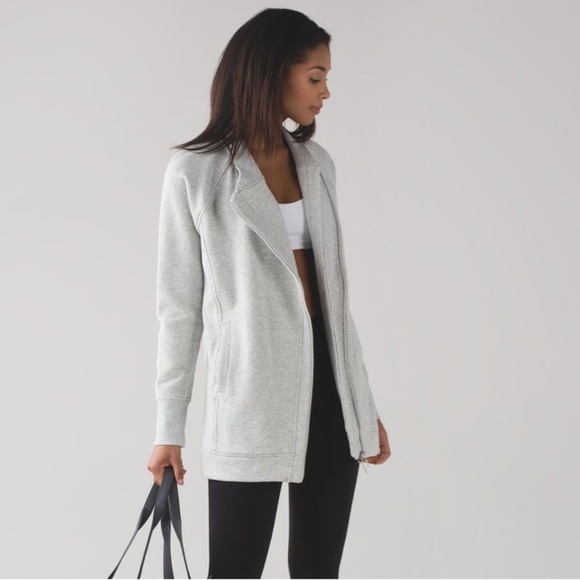 Lululemon Back To It Wrap Jacket Heathered Vapor Light Gray White Size 8 - Picture 14 of 14